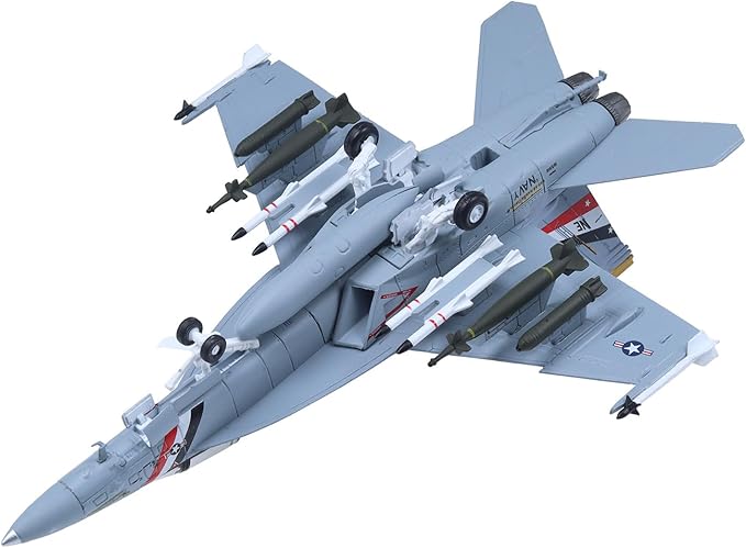F-18 Super Hornet Die-cast Airplanes-1/100 Scale Bounty Hunter Fighter Attack Metal Aircraft Model for Collector, Aviation Enthusiast-Premium Collectiable with Display Stand