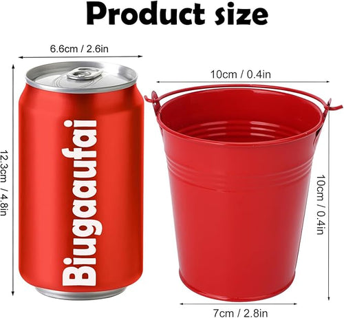 18 Pack 4 Inch Red Mini Metal Bucket, Elegant Galvanized Buckets with Handles, Tin Buckets, Small Iron Bucket, Mini Metal Pail for Party Favors, Crafts, Garden & Beach