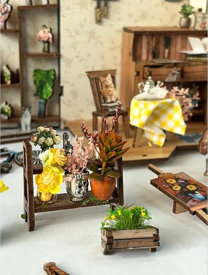 CUTEROOM Book Nook Kit for Adults, 3D Wooden Puzzle DIY Miniature Dollhouse Booknook Kit, Tiny House Building Kit with LED Light for Bookshelf Insert Decor- Spring Island