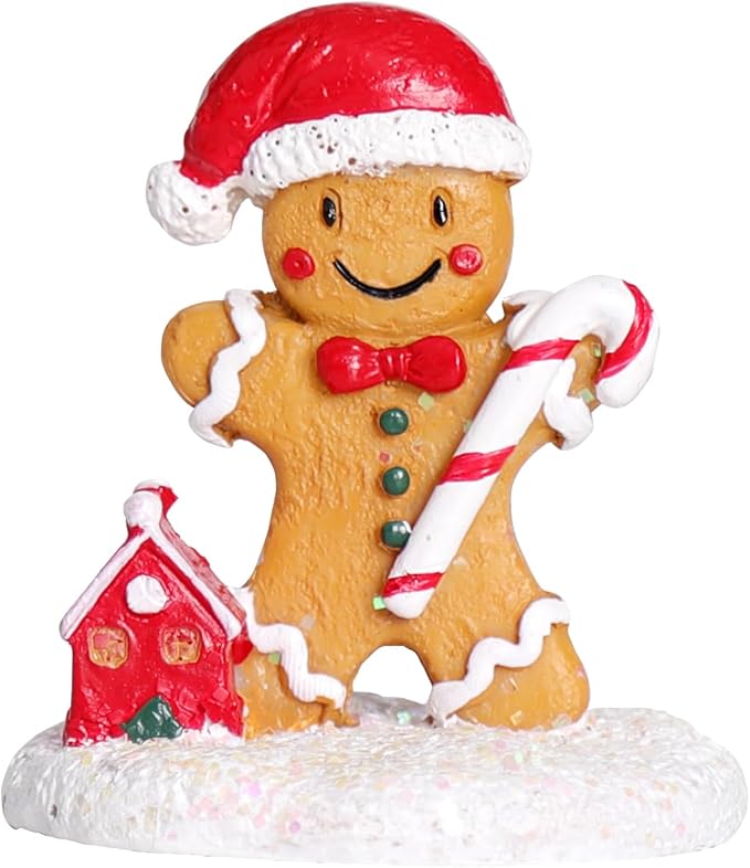 Christmas Village Accessories Ornaments Resin Christmas Village Sets Decoration for Xmas Festival Holiday (Gingerbread Man)