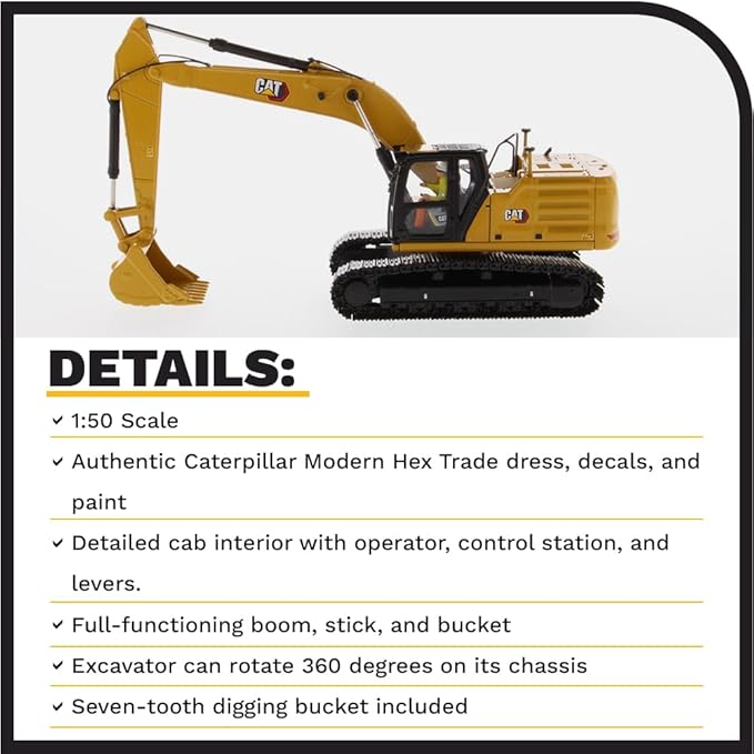 Diecast Masters 1:50 Caterpillar 330 Next Generation Hydraulic Excavator | High Line Series Cat Trucks & Construction Equipment Scale Model Collectible 85585