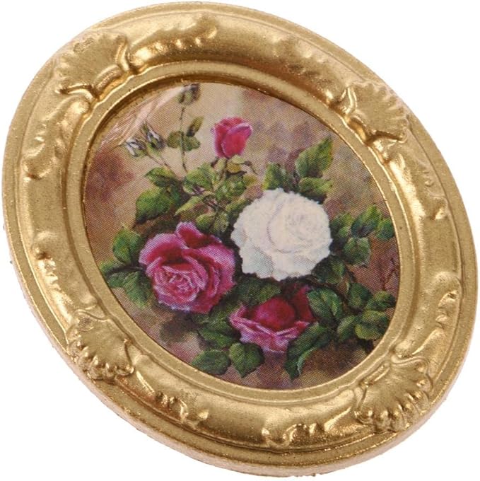 Vintage Mini Metal Dollhouse Decor Furniture Kit Flower Picture Photo Frame for 1:12 Dolls House Miniature Accessories #B