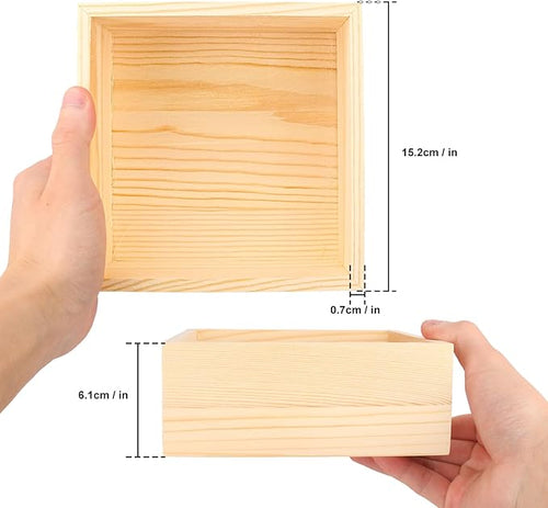 14 Pack 6 x 6 Inches Unfinished Wooden Boxes, Small Unfinished Square Wood Box Bulk, Small Wooden Box for Art DIY, Jewelry Storage, Home Decor, Succulent Plant Pot