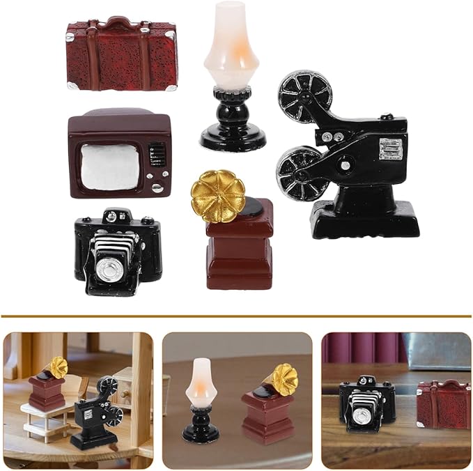 ifundom Miniature Retro Camera Ornament Dollhouse Furniture Decor Vintage Home Accessories Mini House Decor for Living Room Bedroom Display 0.86 Inch