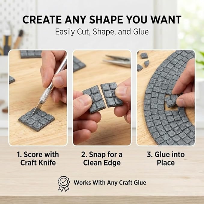 Dollhouse Miniature Paving Stones, Tiles for Modeling, Fairy Garden, and Tabletop Terrain, Set of 50 pcs, REDUCIO!