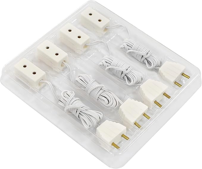 iLAND 1:12 Scale Accessories of Dollhouse Lighting Power Strip Supply Wire,12V Extension Cords for Miniature Lights in DIY Miniature House Kit Dollhouse Accessories(4 Mini Power Strip Extension Cords)