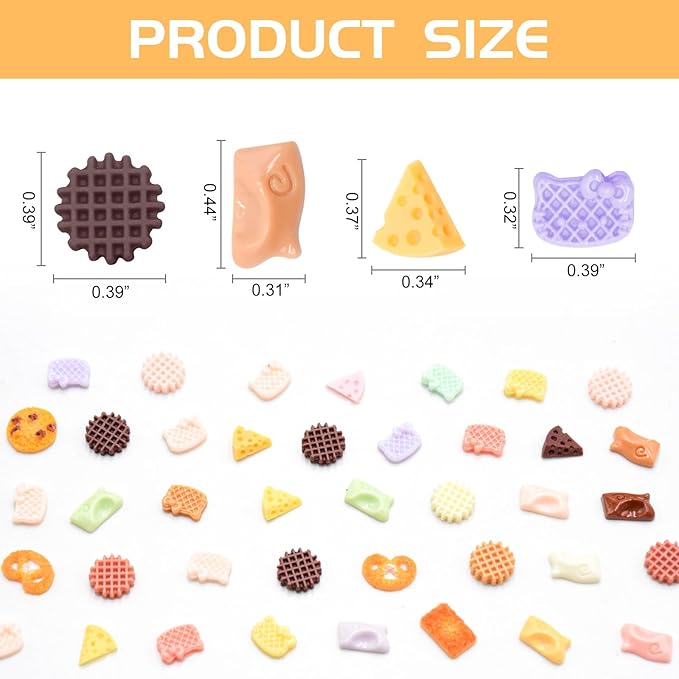 300 PCS Mini Resin Cookie Series Figurines for Crafts Luminous Tiny Resin Dessert Baking Food Miniature Things for Dollhouse Fairy Garden Micro Landscaping Decoration Cake Toppers Decor