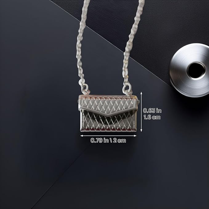 Miniature Alloy Handbag (Gold/Silver Option): 1:12 Scale Fashion Purse with Chain for Dollhouse Wardrobe, Boutique Scene, Adult Collector (Silver)