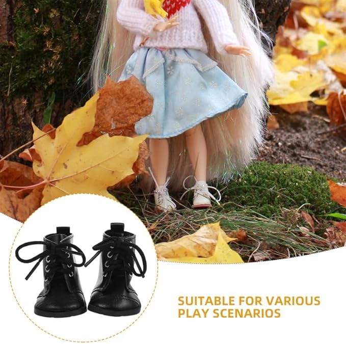 Kisangel 2pairs Doll Shoes for 18 Inch Dolls, Pu Leather Mini Boots for Dollhouse Girl Boy Fashion Clothing Accessories Wear Craftsmanship