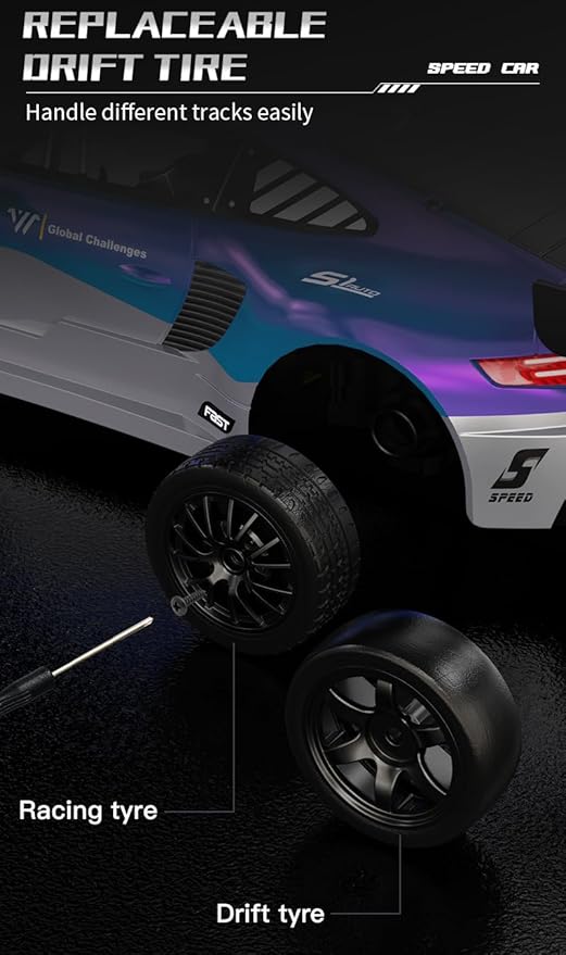 KF28 1/16 Scale Drift RC Car with Full Proportional RTR 2.4GHZ Remote Control and APP Control Speed Racing Cars (Blue)