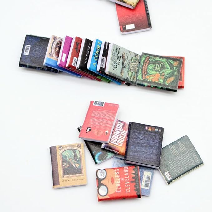 200pcs Mini Books Miniatures Dollhouse Books,1:12 Miniature Book Model for Anxiety Bookshelf Dollhouse Decor DIY Creative Decorations