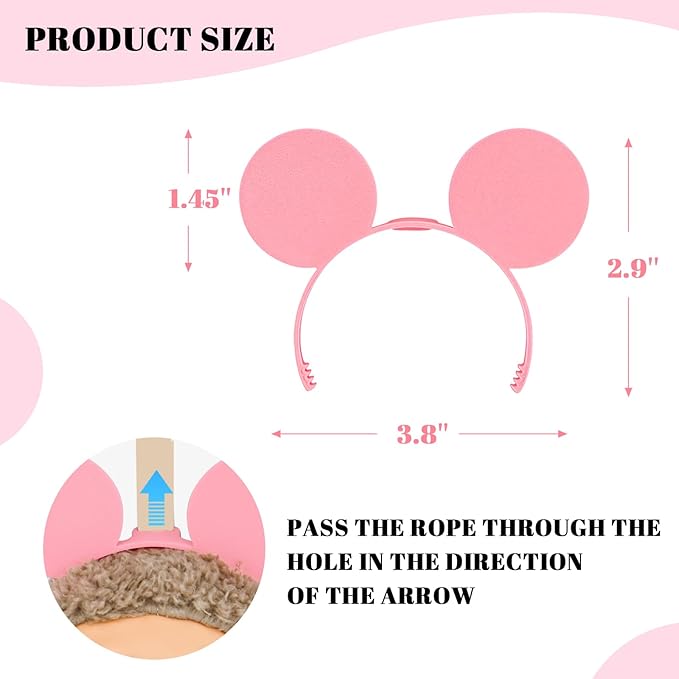 2 Pack 3D Printed Mouse Ears for Dolls, Cute Plush Accessory for Doll Decoration, Perfect for Cosplay, Parties, Gift