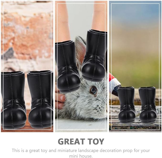 Ipetboom Mini Santa Boots - 7 Pairs Christmas Small Gnome Shoes Gnomes Santa Claus Tiny Boot Model for Crafts - Black Plastic Doll Shoes for Christmas Decor Dollhouse Ornaments Costume Accessories