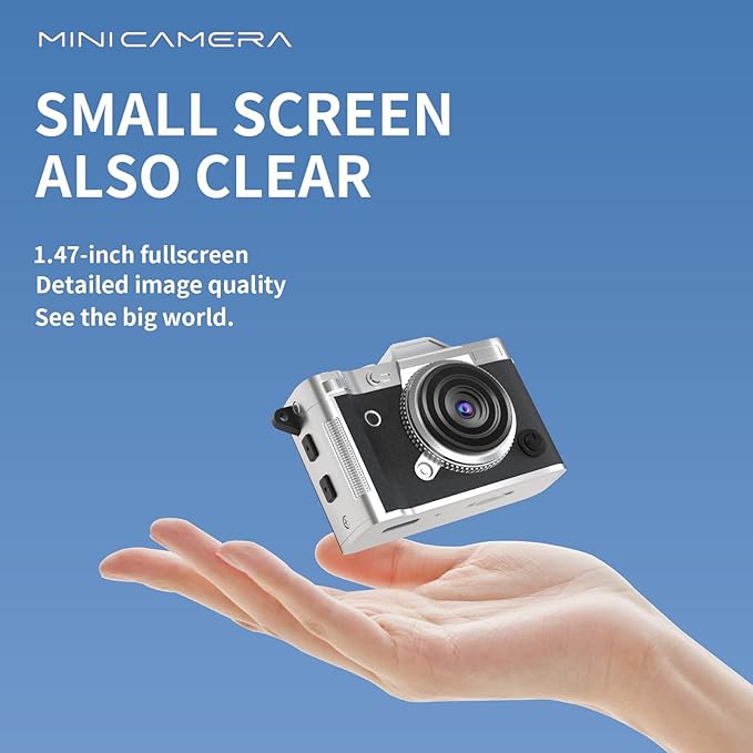 LENANE Mini Keychain Camera - 2K FHD Tiny Retro Digital Camera with 32GB Card, 1.47" Screen & OTG Adapter, Vintage Compact Micro Pocket Camera for Kids,Travel,Party (Black)