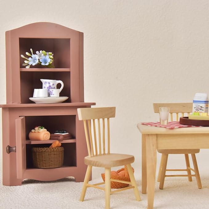 Miniature Wooden Dollhouse Corner Cabinet 1/12 Scale Closet for Mouse Hole Farm House - Dollhouse Furniture Decor Gift for 14+