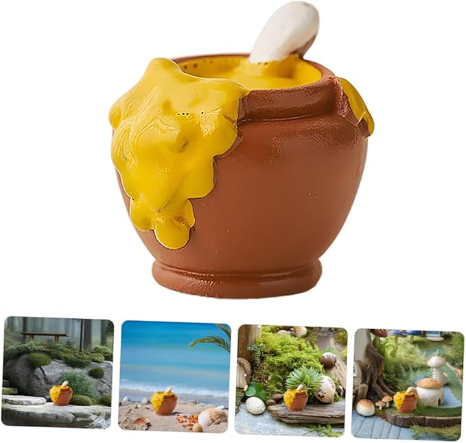 6pcs Miniature Resin Honey Pot Set Adorable Dollhouse Decor for Landscape Decorations Realistic Mini Jars for Creative Scenes and Charming Displays