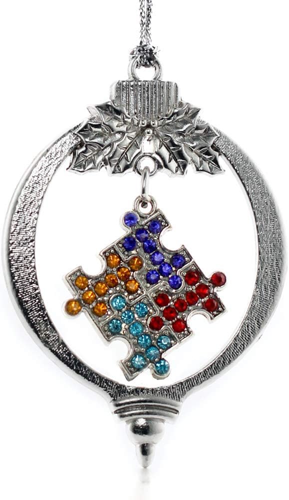 Inspired Silver - Jigsaw - Silver Christmas Ornament - Unique Charm Christmas Tree Ornament - Holiday Hanging Decoration
