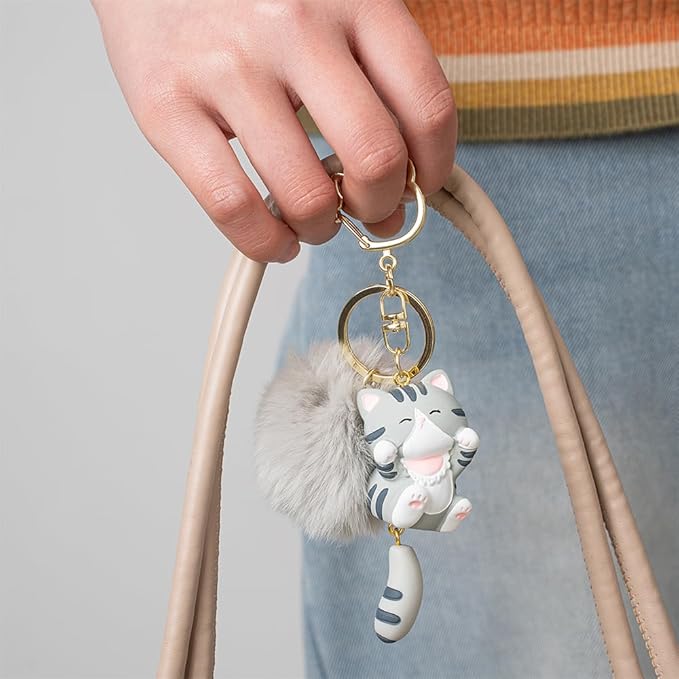 Jekvill Cat Keychain bag charms for handbags Cute Keychains for Women Kawaii Cat Backpacks Accessories cat plush keychain