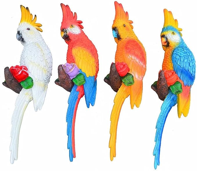 coolboy Hanging Parrot Bird Statues Decor,Tropical Real Resin Bird Figurines,Home Ornament Decor for Tiki Bar,Perfect for Yard Ornaments,Tree Decorations Outdoor,Patio,Lawn,Tree Trunk, Porch