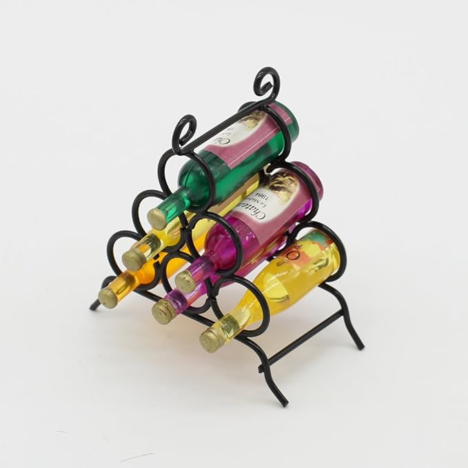 simhoa 1/12 Dollhouse Miniature Wine with Rack Kitchen Room Furniture Table Decoration