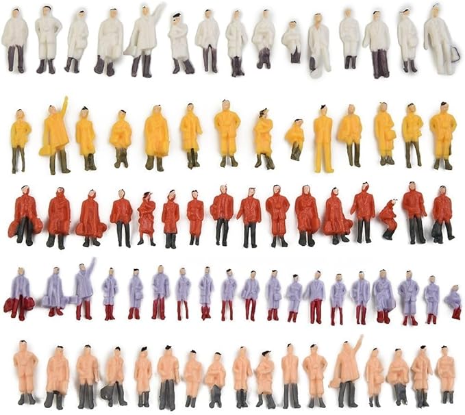 300Pcs Small 1: 87 Ho Scale Tiny People Figurines Miniature For Park Street Scenes Sitting Standing Architectural Painted Figures