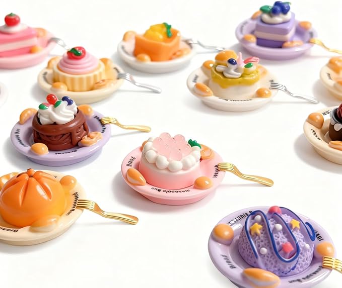 30Pcs Blind Bags Mini Cakes - Realistic Dessert Accessories, Blind Bag Resin Cake Set for Doll House Decor,Dollhouse Accessories Mini Pastry Toys, Pretend Play Kitchen Party Supplies