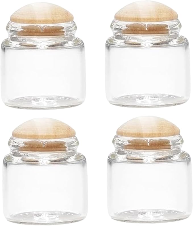 8Pcs Mini Glass Jars 1:6 & 1:12 Scale Glass Bottles Dollhouse Miniatures, 0.79x0.39 Inch Mini Food Containers Empty with Lid for Dollhouse Kitchen Restaurant Scene