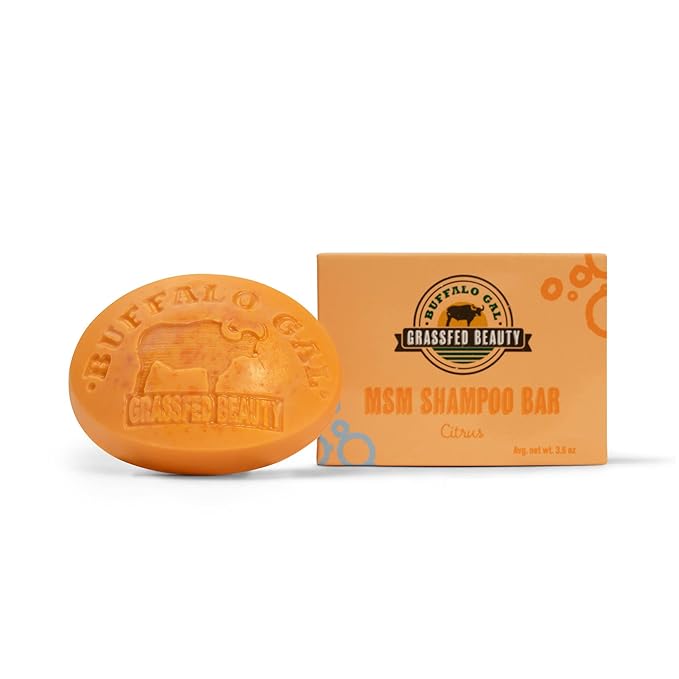 BUFFALO GAL MSM + Tallow Shampoo Bar – Hair Growth Solid Shampoo for Soft, Healthy Hair – pH Balanced, Sulfate-Free, Silicone-Free, Plastic-Free – Natural Essential Oil Scent