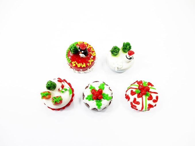 Dollhouse Miniature Food 5 Mini Christmas Cake 1.5 cm Seasonal Bakery 16114