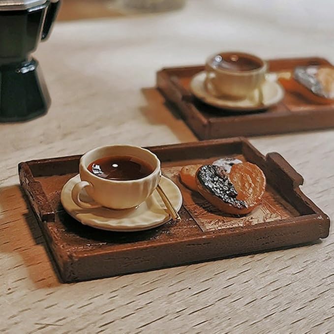 Miniature Afternoon Tea Set Dollhouse Decoration, 1:12 Miniature Coffee Mugs Dessert Model Miniatures Decor for Miniature Dollhouse Accessories