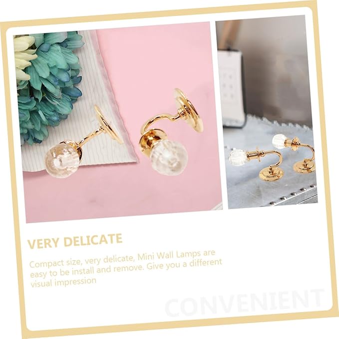 minkissy 12 Scale Dollhouse Decoration, Gold Color Mini Bedside Light for Dollhouse Accessories and Miniature Scene Lighting