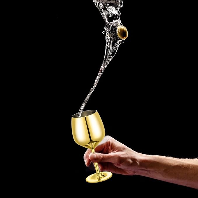 UNISWEET Shot Glasses, 2 oz Shot Glass Set, Stainless Steel Shot Glasses, Mini Wine Glass Perfect for Tasting Brandy,Suitable for party supplies, bar tools, gifts(set of 2) (Gold)