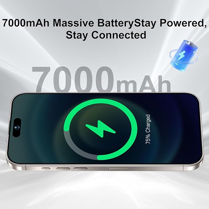 MMY 17PROMA X Unlocked Cell Phone 16+1TB,6.9" HD Screen Unlocked Phones,Android 15 7000mAh Long Battery Life Smartphone,5G/Dual SIM/Fingerprint Button Unlock/Photos/Face ID (Grey, 16+1TB)