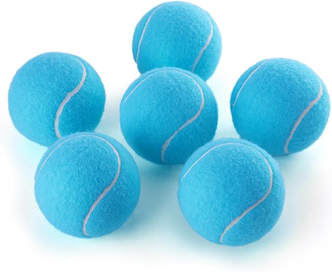 PHOEPET 6-Pack Tennis Balls for Beginner Training Practice- Bulk Dog Balls for Fetch Chew Toys(Blue)