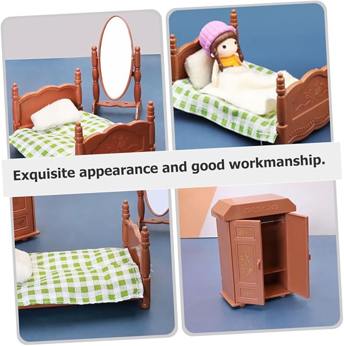 3Pcs Miniature Dollhouse Bedroom Realistic Furniture Accessories for Decorative House Decor for DIY Projects and Creative Play