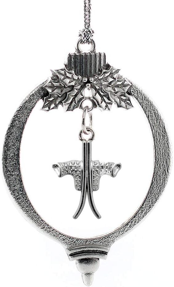 Inspired Silver - Skiing - Silver Christmas Ornament - Unique Charm Christmas Tree Ornament - Holiday Hanging Decoration