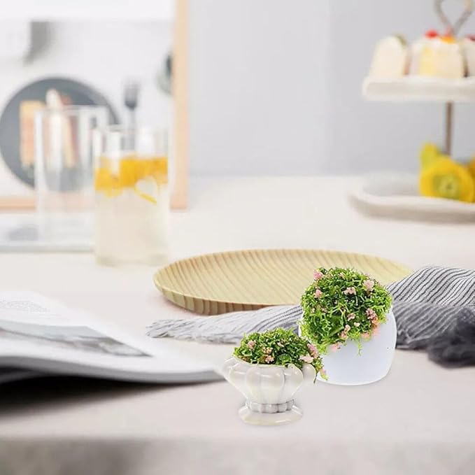 Abaodam 8Pcs Dollhouse Miniature Plants Mini Potted Plant Miniature Bonsai Plants Mini Flower Pots Scenery Landscape Plant Decor Dollhouse Decoration Greenery Ornament