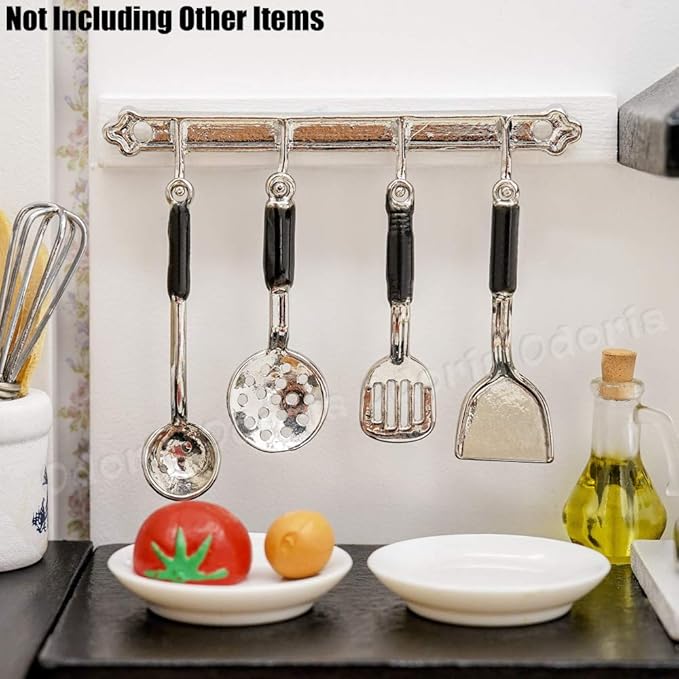 Odoria 1/12 Miniature Kitchen Utensils Dollhouse Decoration Accessories, Silver
