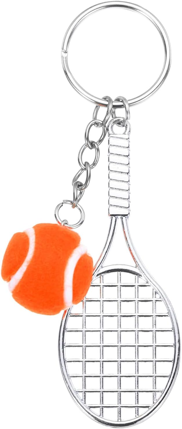 PATIKIL Tennis Keychain, Metal Tennis Racket Key Chains Sports Novelty Charm Pendant for Backpacks, Party Favor, Sports Fan