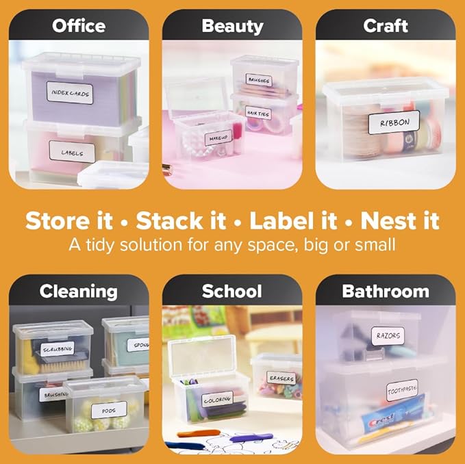 Bostitch Konnect Nest Clear Boxes, Stacking, Index, 6 Pack