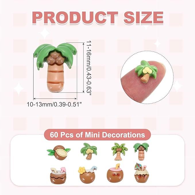Mini Cute Tree Juice Decor, Miniature Doll Food Crafts for Dollhouse & Landscape & Mini Kitchen & Micro Fairy Garden & DIY Craft Decorations(Green, Brown, 60pcs)