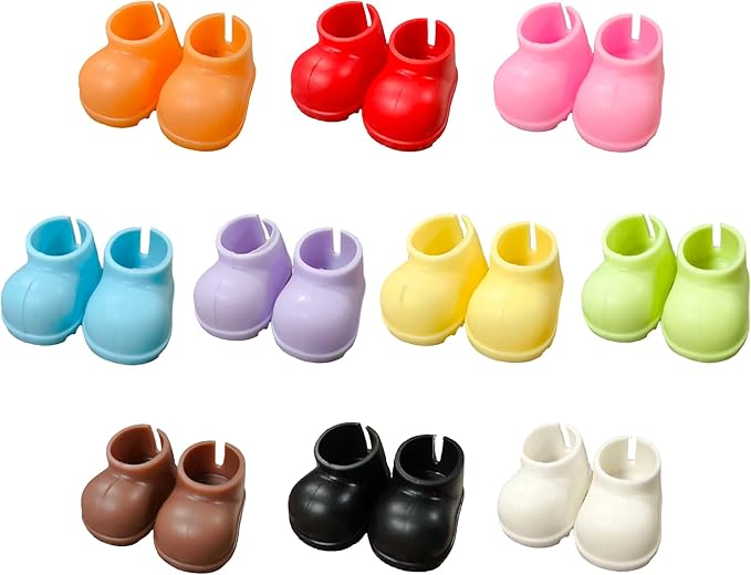 Doll Shoes for 17cm Doll,10 Pairs Cute Mini Shoe Accessories for 17cm Dolls Sitting Standing Series 10 Colors Silicone Doll Rain Shoes Boots