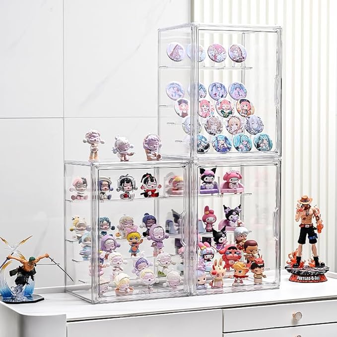 Clear Acrylic Display Case, 5 Tier Large Acrylic Blind Box for Figures, Dustproof Storage Organizer with Magnetic Door for Action Figures Toys, Stackable Collectibiles Showcase