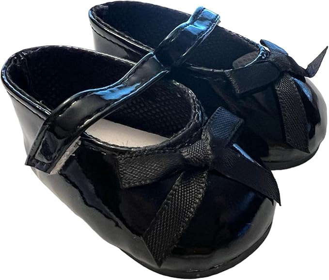 Black Bow Mary Jane Shoes Fits 18 Inch Girl Dolls and Kennedy and Friends Dolls- 18 Inch Doll Shoes
