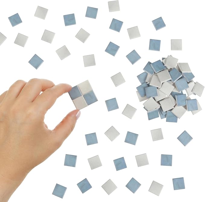 150 pcs, Dollhouse Flooring, 1:12 Scale Doll House Tiles, Miniature Checkerboard Floor, REDUCIO! (Blue and Soft Grey)