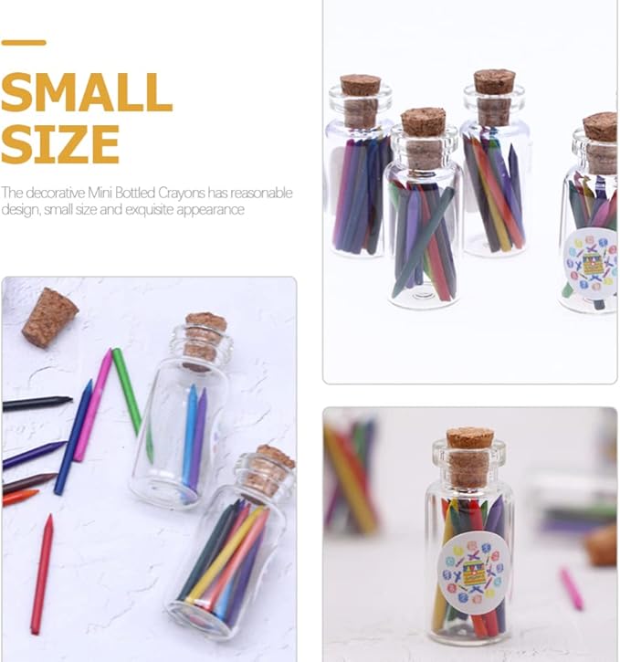 ARTIBETTER 3 Set Dollhouse Crayons Mini Brands Foodie Miniature Bottled Crayons Mini Verse Make It Food Miniatures House Bottled Plastic Cosplay School Supplies Ob11