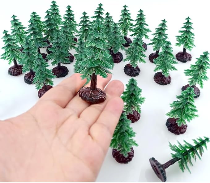 FAZHBARY 30 PCS Miniature Trees Miniature Christmas Tree Figurines for Crafts Plastic Trees Scenery Landscape Model Pine Tree Diorama Trees