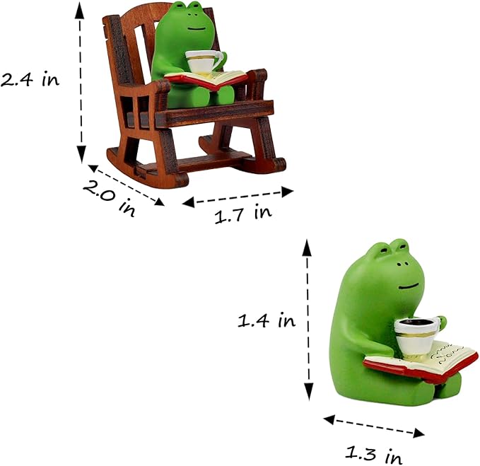 Refintural Miniature Frog Figurines - Funny Frog Sculpture for Shelf, Desk Decoration - Frog Desk Accessories - Perfect Cute Frog Gift for Frog Lovers（Rocking Chair）