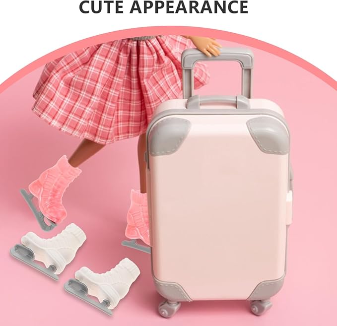 BESTonZON Mini Skate Toys for Dolls 4 Pairs Adjustable Plastic Roller Skates with Accessories Dollhouse Decor DIY Craft