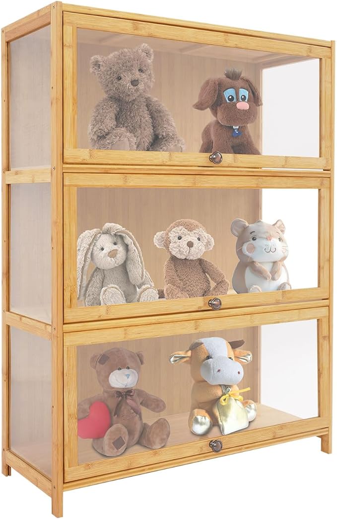 Display Cabinet, Display Case Mode Toys Shelf with 15kg/33lbs Load,Freestanding Large Capacity Storage Cabinet for Display Crafts, Action Toys, Books, DVD/CD Collections, Documents 31.5*12.6*41.7in